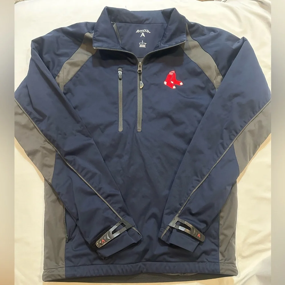 Antigua Boston Red Sox Quarter Zip Jacket Navy Blue Size Small MLB Pullover